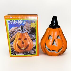 Frite Nite Ceramic Pumpkin Candle Holder Jack-o-Lantern Great Western Trading Co